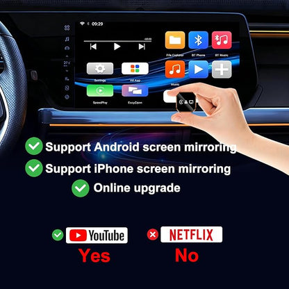4 in 1 Wireless Carplay Adapter for Apple CarPlay & Android Auto & AirPlay & MirrorLink, Metal Mini Wireless CarPlay Adapter for iPhone iOS 10+ System