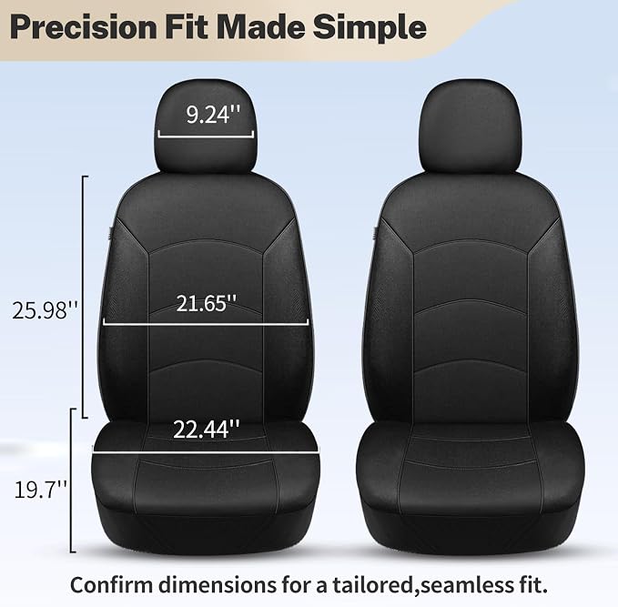 HChengkikz Car Seat Covers Front Seat, Waterproof Neoprene Seat Covers, Airbag Compatible, Universal Fit Most Sedans, SUVs, Trucks (Black)
