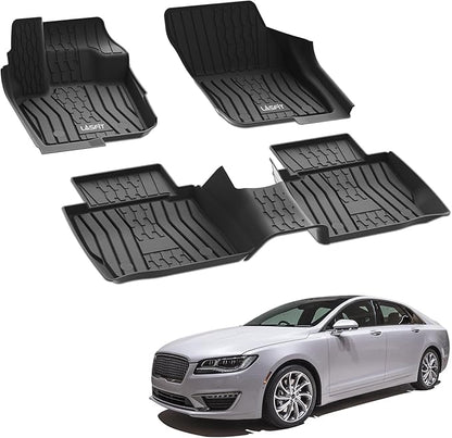 LASFIT Floor Mats for 2020-2017 Ford Fusion & Lincoln MKZ, Custom Fit Full Coverage All Weather TPE Floor Liners, Front & Rear Rows, Black
