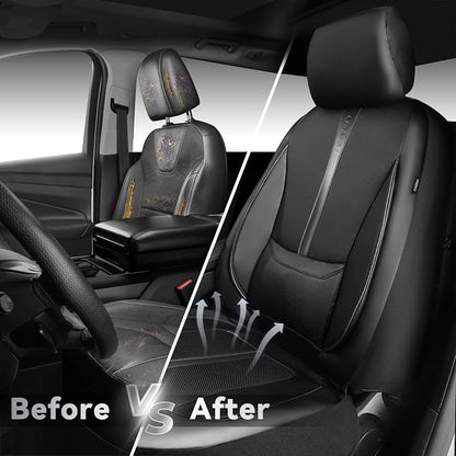 CAR PASS Nappa Leather Seat Covers Front, 3D Foam Support Water Resistant Faux PU Gray Leather Car Seat Covers 2 Pcs, Comfort & Universal Fit for Cars SUV Truck Most Vehicles (Black and Gray)