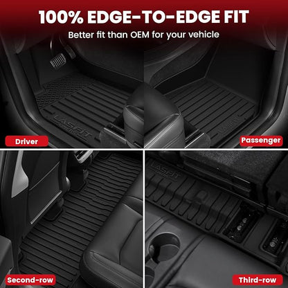LASFIT 9PCS Floor Mats & Backrest Mats & Cargo Mats for Tesla Model Y 7 Seater 2025 2024 2023-2020 (Not Fit Juniper), All Weather TPE Custom Fit Floor Liners Car Mats & Trunk Mats Accessories