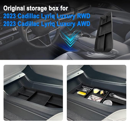 SHAOHAO for 2025 2026 Cadillac Lyriq Under Console Organizer for 2023 2024 2025 2026 Cadillac Lyriq Accessories (Tech, Luxury, Sport) Lower Organizer Tray Space Expand Storage Insert Box Easy Removal