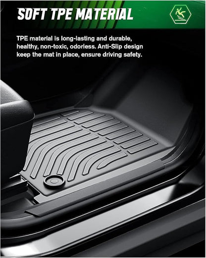 VIWIK Floor Mats Compatible for 2013-2018 Ram 1500/2500/ 3500 Crew Cab, 2019-2024 Ram 1500 Classic Crew Cab, Automotive Car Floor Mats All Weather Custom Floor Liners TPE Black