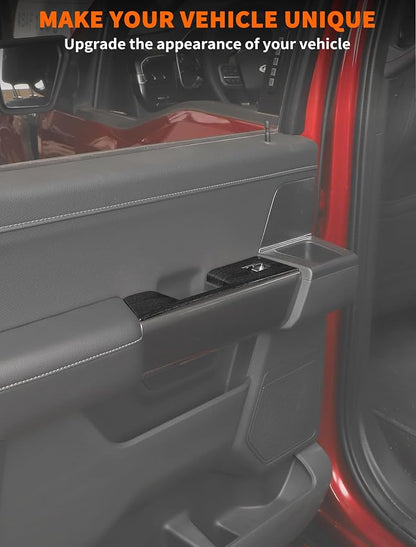 Savadicar Black Wood Grain Interior Accessories - Door Window Button Panel Trim Cover for Ford F150 (2021-present) - Premium Texture Interior Decor Upgrade Kit, 4-Piece Set