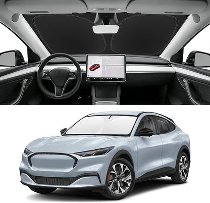 Custom Fit Windshield Sun Shade for Ford Mustang Mach-E 2021-2026, Blocks UV & Heat, Front Window Sunshade Accessories, Easy Fold & Store Keep Your Car Cooler