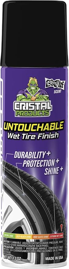 Cristal Products Untouchable Tire Shine Spray Crazy Ice (1 Pack) – Wet Look Tire Shine, No Sling, Long Lasting Car Tire Shine, Easy No Touch Application