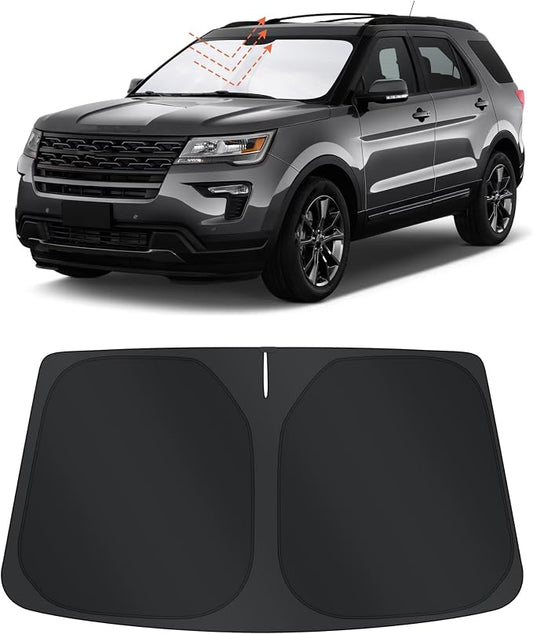 TINGLU Sun Shade for Ford Explorer SUV 2011-2019 Accessories Windshield Sun Shade Window Shade UV Rays Protection Sun Visor Cover with Steering Wheel Sunshade Storage Bag
