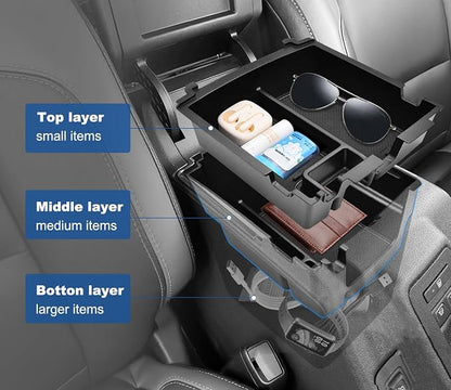 GZSH 2025 Upgrade Double-Layer Center Console Organizer fit for 2025 2026 Ford Bronco 4 Door Full Size |Not for Sport Model| Not for 2 Door Not for manual transmission