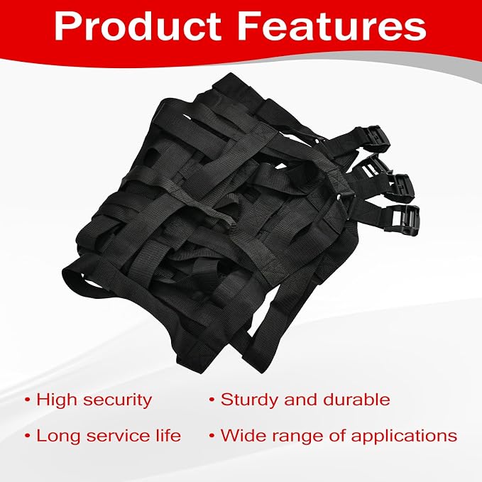 Heavy Duty 66" x 50" Truck Bed Cargo Net with Adjustable Cam Buckles & S-Hooks,5.5' x 4.17' Cargo Net with 1100LBS Capacity for Pickup Truck Bed Trailer SUV Jeeps