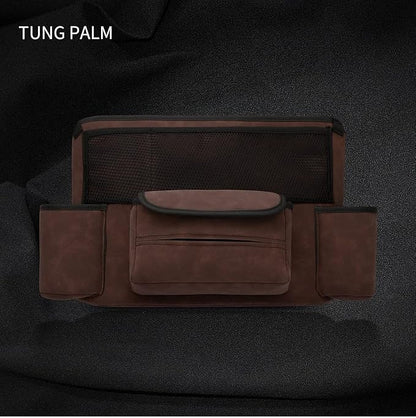 JEYODA Car Handbag Holder Between Seats Suede Large Capacity Car Purse Holder Automotive Consoles & Organizers for Document Phone Storage Car Organizer (1925-style 2 brown)