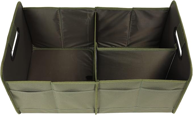AOKJOY Car Trunk Organizer, Green, Foldable, Non-slip, Adjustable, Multiple Compartments, 600D Oxford Cloth Material