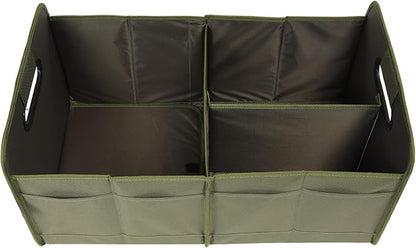 AOKJOY Car Trunk Organizer, Green, Foldable, Non-slip, Adjustable, Multiple Compartments, 600D Oxford Cloth Material