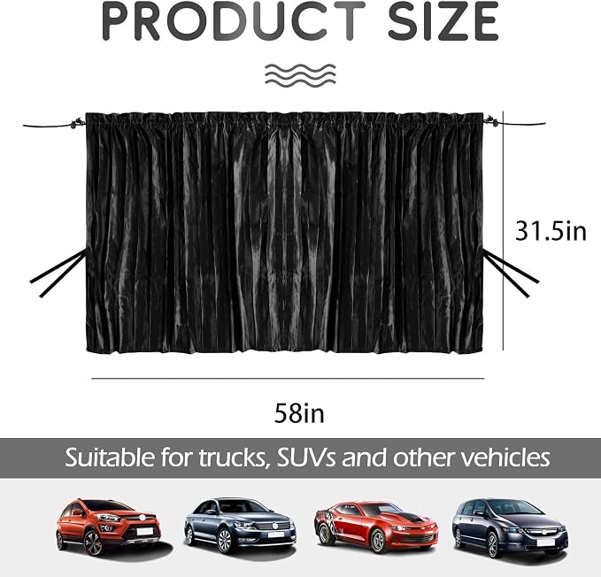 ZATOOTO Car Curtains - Divider Privacy Window Sun Shade - Side Windshield Magnetic Sunshades Covers - Travel Removable Simple