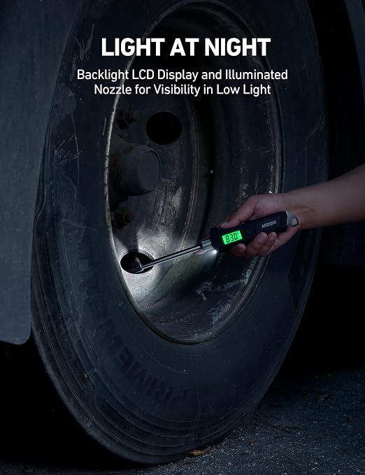 AstroAI Heavy Duty Digital Tire Pressure Gauge 0-230 PSI Calibrated to ANSI B40.7 Grade 2A (0.5%) with Backlit LCD & Flashlight, Stainless Steel for Truck RV Car Motorcycle Bike