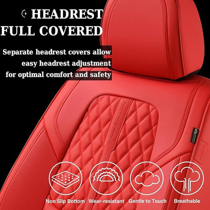 Coverado Car Seat Covers Full Set, Automotive Front and Rear Seat Covers with Backrest, Nappa Leather Car Seat Protectors Waterproof, Universal for Most Vehicles
