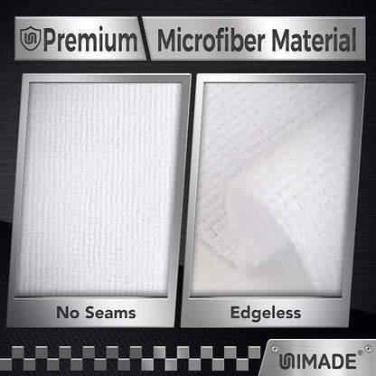 UNIMADE Shop Towels, 100 Pack Commercial Grade Work Rags Microfiber Towels for Cars Cleaning Rags Bulk Detailing Cloth for Automotive Bar Mechanic Restaurant Garage Housekeeping, 11.5"x 11.5", White