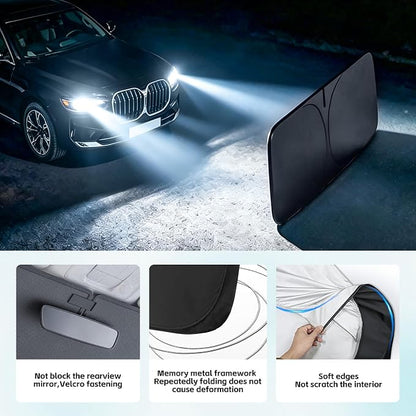 Windshield Sun Shade for BMW 7 Series 2001-2026 Sunshade 300T Windshield Cover Shield Protector Blocks UV Rays Custom Fit 7 Series Front Window Shade Windshield Accessories Keep Cool Foldable