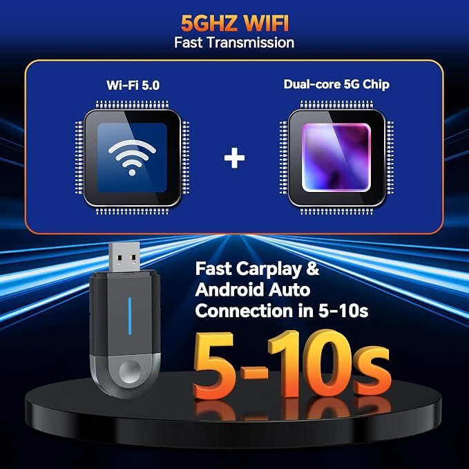 Master Cables 2 in 1 Wireless Carplay Adapter for Apple CarPlay & Android Auto, USB A & USB C Dongle Converts Wired to Wireless, Compatible with Cars from 2016, Plug & Play