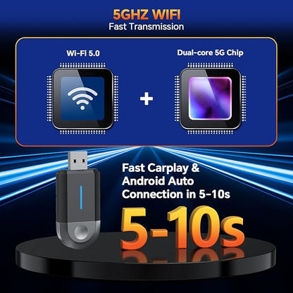 Master Cables 2 in 1 Wireless Carplay Adapter for Apple CarPlay & Android Auto, USB A & USB C Dongle Converts Wired to Wireless, Compatible with Cars from 2016, Plug & Play