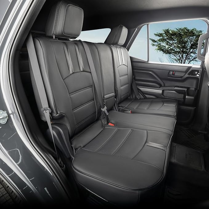 coverdream Tacoma Hybrid Seat Covers Full Set for 2024-2026 Toyota Tacoma TRD Sport,TRD Off-Road,Limited,Trailhunter Pickup,Waterproof Leather Car Seat Protector(Black & Carbon Fiber)