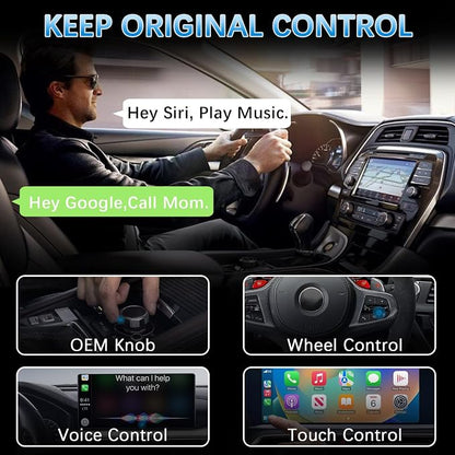 Wireless Carplay Adapter for Apple Android Auto Wireless Adapter for Factory Wired Cars,Bluetooth Fast Auto-Connect No Lag for iPhone 6+/iOS 10+ Android 11+