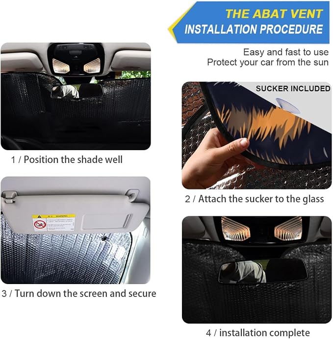 Tiger Blue Orange Eyes Windshield Sun Shade for Car Auto SUV Truck Foldable Front Window Sunshade Sun Visor Protector Block UV Rays Reflect Heat, 55" x 28"