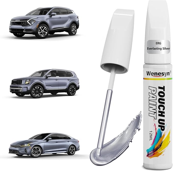 ERG Everlasting Silver Touch Up Paint Compatible with Kia, Car Paint Scratch Remover for Nicks & Chips Repair, Automotive Paints Exact Match Sportage/Sorento/Telluride/K5