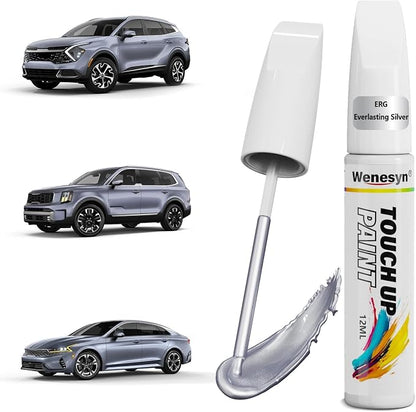 ERG Everlasting Silver Touch Up Paint Compatible with Kia, Car Paint Scratch Remover for Nicks & Chips Repair, Automotive Paints Exact Match Sportage/Sorento/Telluride/K5