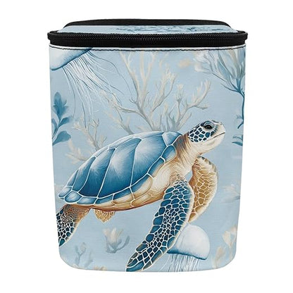 Talayituse Turtle Jellyfish Coral Print Car Trash Can with Lid, Leak Proof Auto Trash Bag Hanging Vehicle Garbage Can Multipurpose Storage Container for Back Seat Road Trip