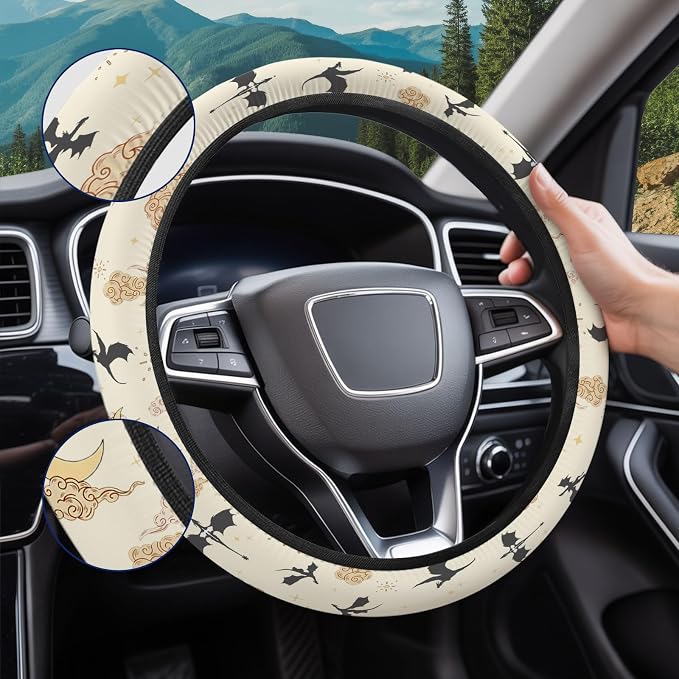 GENANY Dragon Fantasy Steering Wheel Cover, Non Slip Polyester Car Wheel Protector for Car SUV Truck, Universal 15 Inch