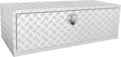 VEVOR Underbody Truck Box, 48"×24"×24" Pickup Storage Box, Heavy Duty Aluminum Diamond Plate Tool Box with Lock and Keys, Waterproof Trailer Storage Box with T-Handle Latch for Truck, Van, Trailer