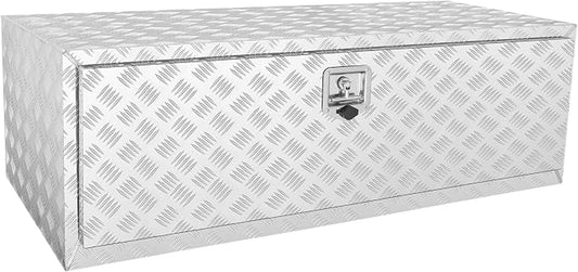 VEVOR Underbody Truck Box, 48"×24"×24" Pickup Storage Box, Heavy Duty Aluminum Diamond Plate Tool Box with Lock and Keys, Waterproof Trailer Storage Box with T-Handle Latch for Truck, Van, Trailer