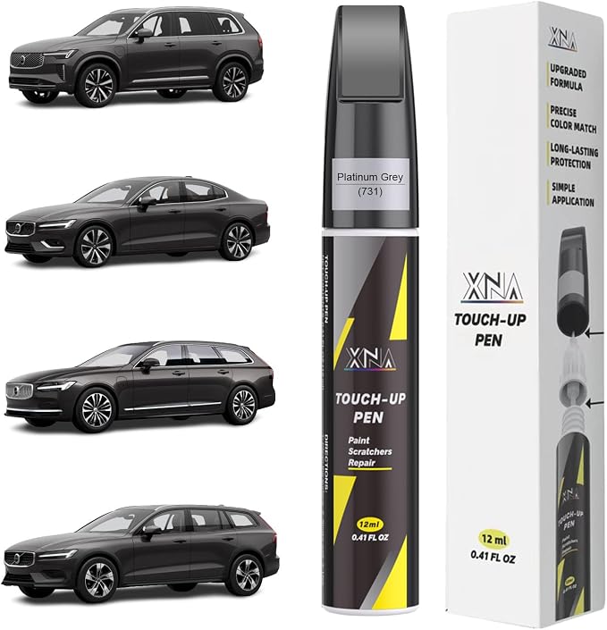 XNA Platinum Grey(731) for Volvo Touch Up Paint, Car Scratch Remover for Nicks and Chips Repair, 2-In-1 Quick & Easy Fix Car Scratch Repair Kit with Exact Color-Matched