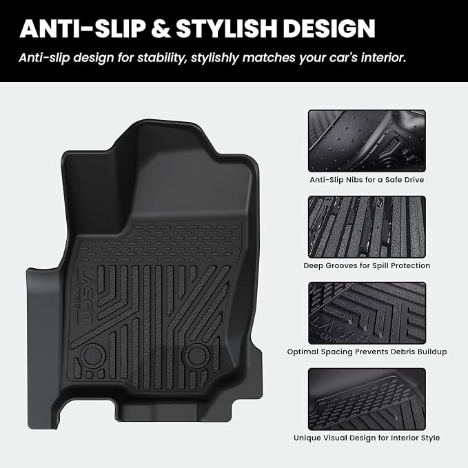 LASFIT Floor Mats for Toyota 4Runner 2025 2026 (Only Fit Hybrid), All Weather TPE Custom Fit Floor Liner for 4 Runner TRD/Limited/Platium 6th gen Front&Rear Car Mats, Black