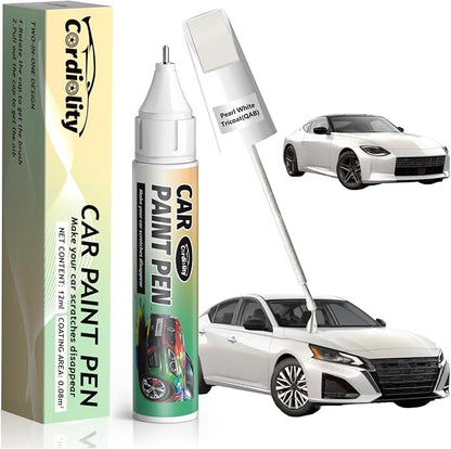 QAB Pearl White Tricoat Touch Up Paint for Nissan, Color Accurate Car Paint Scratch Repair Pen, Quick & Easy Fix Automotive Chips and Nicks
