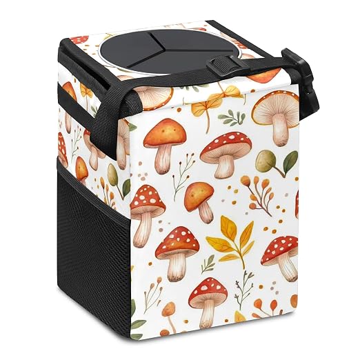 Car Trash Can – Multi-Purpose, Lightweight and Portable with Durable Water-Resistant Coating, No Installation Required, Practical and Ample Capacity, Variety of Colors.Mushroom