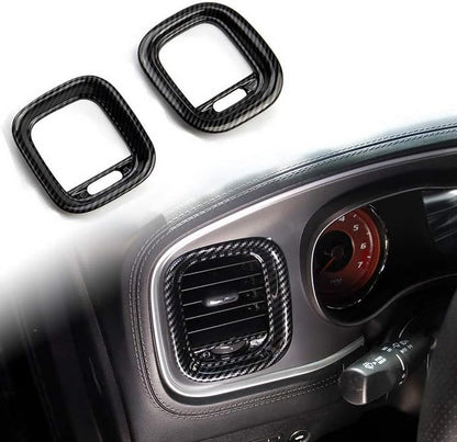 crosselec Carbon Fiber Air Vent Cover AC Outlet Trim kit for Dodge Charger 2015+