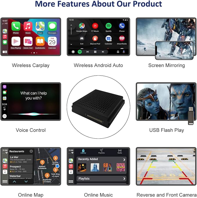 Road Top Wireless CarPlay Android Auto Adapter for Mercedes-Benz NTG4.5 | For C/E/GLK/ML/CLA/GLA 2012-2015, NTG4.5 System, Plug & Play Retrofit Module, Bluetooth, Siri, Mirror Link