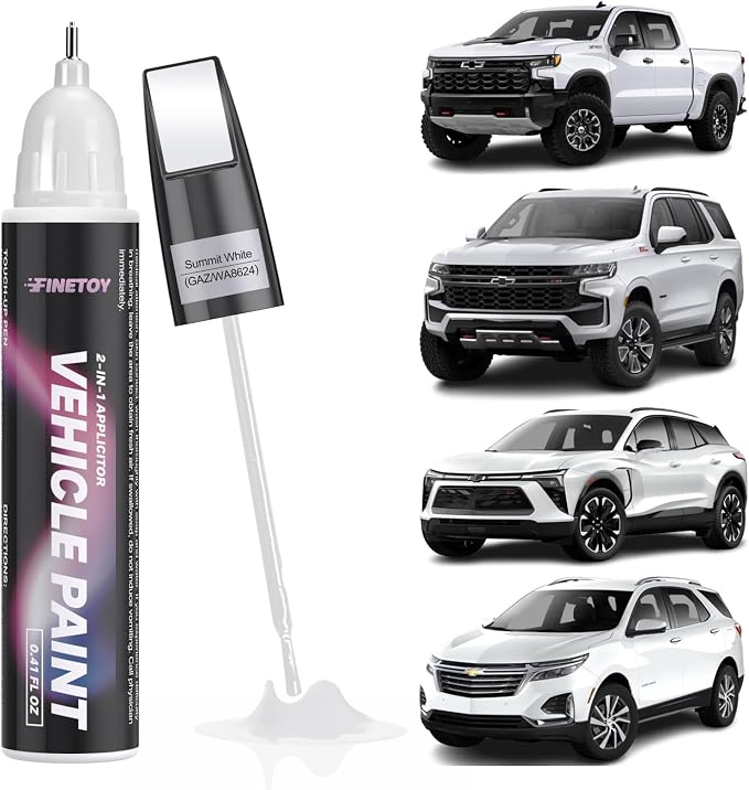 GAZ/WA8624 Summit White Touch Up Paint for Chevrolet, Car Scratch Repair Paint Kit with 2 in 1 Brush and Pen Nip, Exact-Match & Quick Drying Design for Chips and Nicks