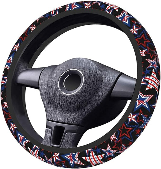 Memorial Day Patriotics Steering Wheel Cover Forth of July America 250 Anti-Slip,Sweat Absorption Universal 15 inch Steering Wheel Covers Cute car Accessories for Women