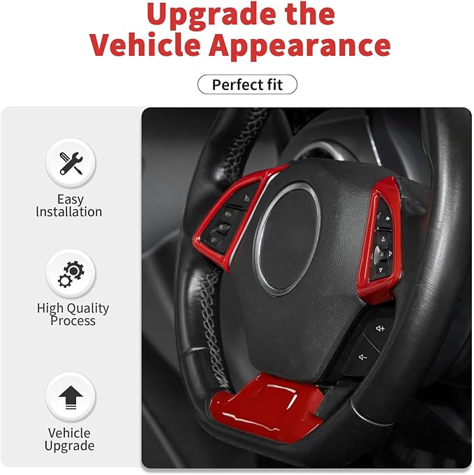 6PCS Full Set Interior Trim Kit Fit for 2016-2023 Chevy Camaro SS ZL1 3LT, Center Console Navigation GPS Screen Panel Frame Gear Shift Cover Trim(Red, for 8" Screen)