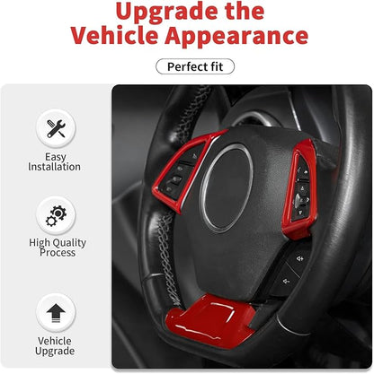 6PCS Full Set Interior Trim Kit Fit for 2016-2023 Chevy Camaro SS ZL1 3LT, Center Console Navigation GPS Screen Panel Frame Gear Shift Cover Trim(Red, for 8" Screen)