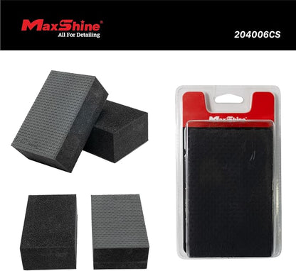 Maxshine Universal Heavy Grade Clay Sponge – Reusable Clay Bar Alternative for Paint & Glass Decontamination – Removes Overspray, Tar & Industrial Fallout – Ergonomic Foam Grip for Auto Detailing