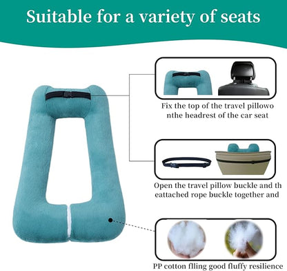 FHSGGP Travel Pillow Upgraded Version of Aircraft Travel Neck Pillow with Storage Bag, Sleep Pillows for Travel by Train, Car, or Plane, Supporting the Head and Body, Travel Pillow for Kids