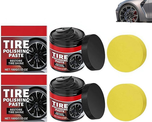 Car Tire Shine with Sponge,100g Tire Coating Paste,TirePolishing Paste,Wheel Shine Tir-e PolishingPaste,Long-Lasting Tir-e Dressing with Wet Gloss Look Finish for Car,Truck,Motorcycle, RV & More