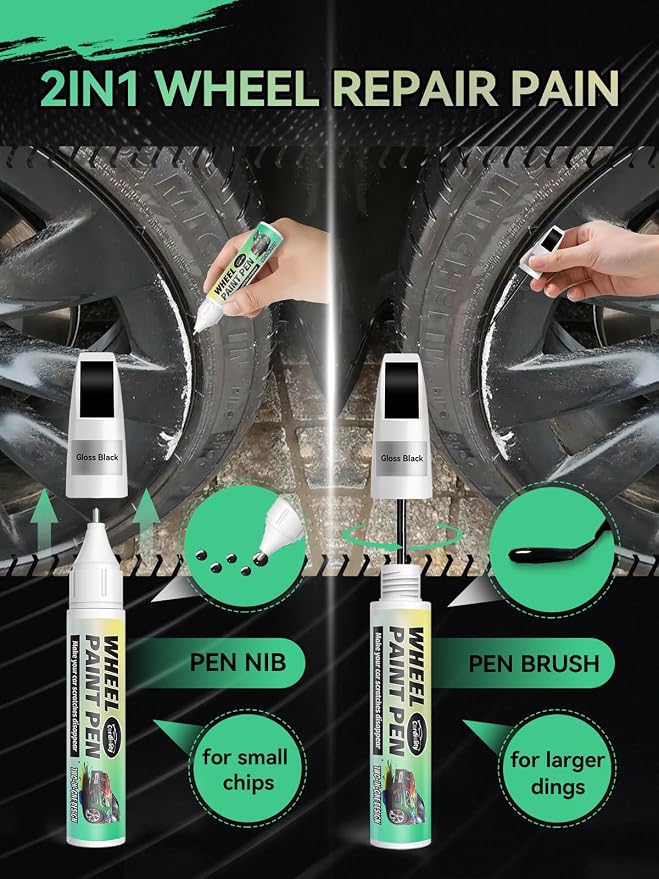 Gloss Black Rim Touch Up Paint for Nissan,Wheel Scratch Repair Kit for Curb Rash, Rim Repair Kit Color Match to Nissan Gloss Black Wheel Paint,Long lasting, Resists Water, Uv Rays