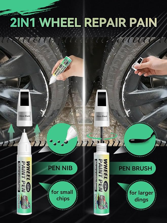 Gloss Black Rim Touch Up Paint for Jeep,Wheel Scratch Repair Kit for Curb Rash, Rim Repair Kit Color Match Jeep Gloss Black Wheel Paint,Long lasting, Resists Water, Uv Rays
