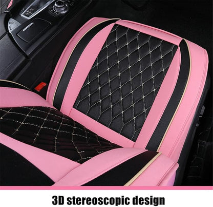 Car Seat Covers Front Seats, Super Luxurious Heavy Universal Duty Waterproof Leather Automotive Vehicle Cover for Cars SUV Pick-up Truck, Non-Slip Seat Pink Car Accessories (2 PCS Front/Black Pink)