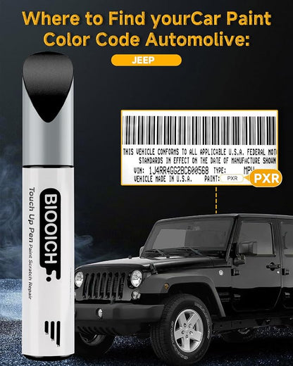 Touch Up Paint Pen Exact Color Match Car Chip and Scratch Repair (for Jeep, Brilliant Black Pearl(PXR/AXR))