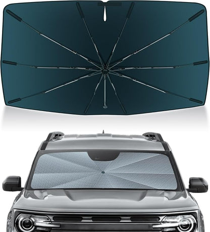 Autorder Windshield Sun Shade Umbrella for 2021-2025 2026 Ford Bronco Sport Accessories,Upgraded Ice Crystal Material,Easy Setup Umbrella Sunshade for Car Windshield,100% Sun Blocking(Not for Bronco)